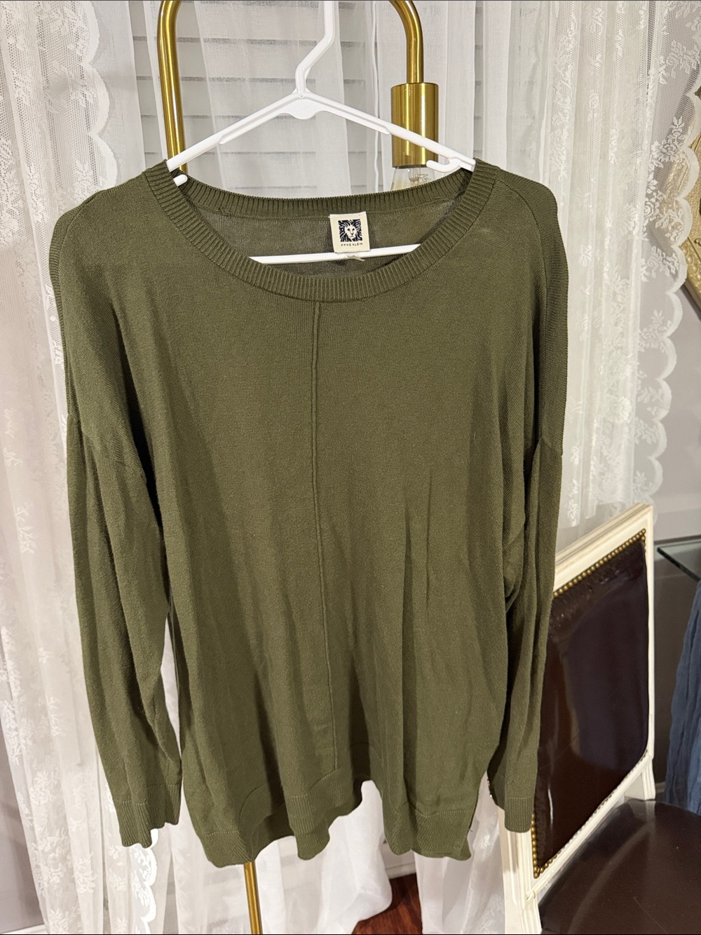 Anne Klein Olive Green Crewneck Sweater